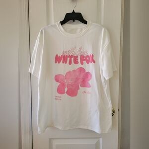 White Fox Boutique With Love Forever Oversized Tee White/Pink Size S/M